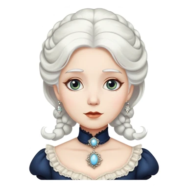 Victorian woman with white hair and starstruck eyes, fancy dress, cameo sticker