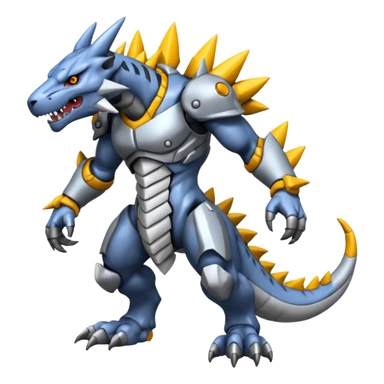  Cool Edgy Shiny Greymon-Weregarurumon full body sticker