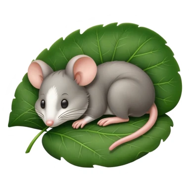 a sleepy mouse on a leaf sticker