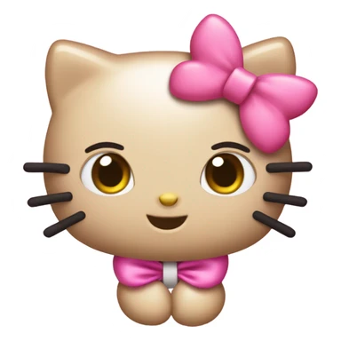 hello kitty with pink bow holding pink maple leaf sticker