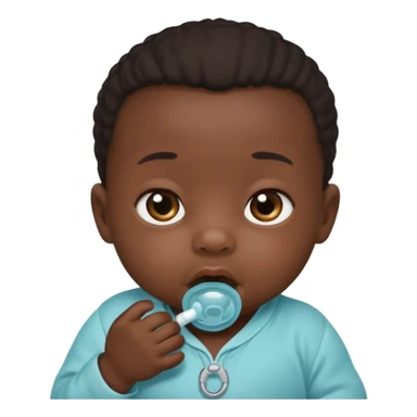 Black newborn baby, pacifier in mouth sticker