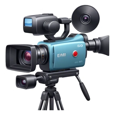 Create an emoji for video shooting. Show a video camera with a recording icon. Use modern, professional colors. Do not include any emojis or smiley faces. Make the background transparent. sticker