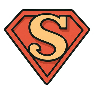 grand S inspired by Superman logo, bright colors, cartoon style, symbol only, representing Sauvenière sticker