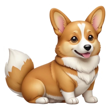 cinematic-[corgi dog]-realistic-full-body-sitting-emoji,-tail-resting-loosely-beside-its-paws,-head-tilted-dramatically,-sleek-[corgi]-fur,-simplified-yet-realistic-focused-features,-highly-detailed,-glowing-with-an-almost-sarcastic-glow sticker
