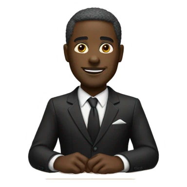 black man suit at desk sticker