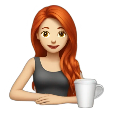 woman-with-long-red-hair-drinks-coffee sticker