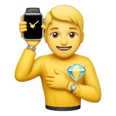 iPhone style emoji with yellow skin doing the bust down meme (diamond grill and watch) sticker