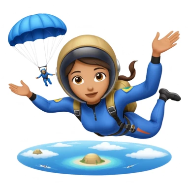 Skydiving girl with parachute and UFO blue sticker