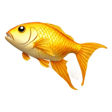 golden fish with a newspaper sticker
