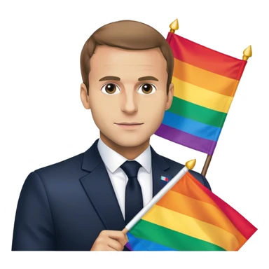 Macron with lgbt flag  sticker