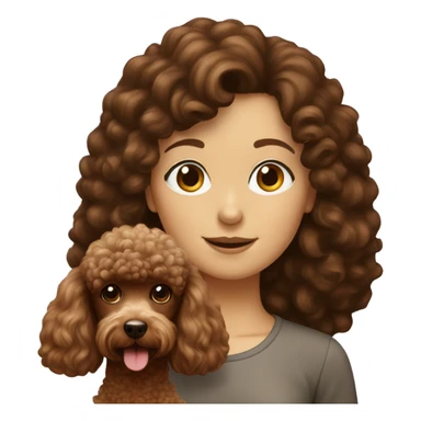 Brown poodle with a Brown hair girl sticker