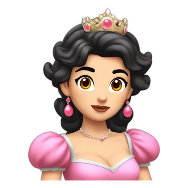 Princess Peach from Super Mario and she has dark curly hair sticker