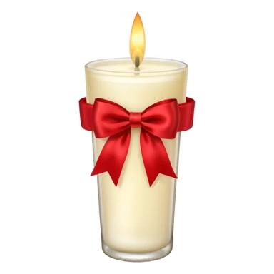 Soft vanilla long glass candle, with little red bow sticker