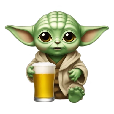 Bébé Yoda à une bière sticker
