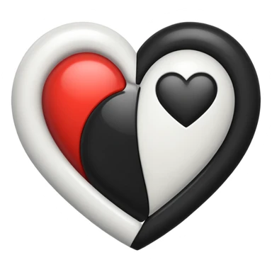 Half Black and half white heart sticker