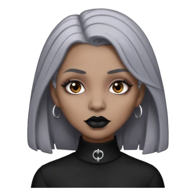 Light cool brown skin grey hair black lips goth girl sticker