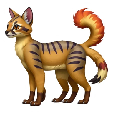 Realistic Colorful pale fruity glorious exotic neon vibrant zigzagged fantasy-caracal-civet-genet-sergal-vernid-Gryphon-Cacomistle-Trico-oncilla-animal-Fakémon-hybrid-fursona (full body), facial markings, (realism style) sticker