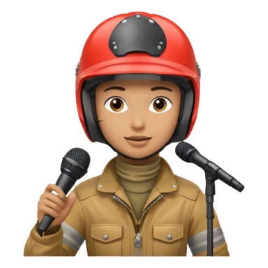 dirtbike rider on stage being interviewed sticker