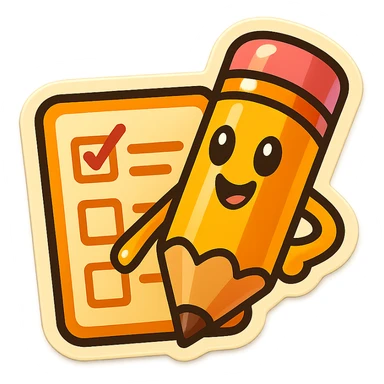 fun and friendly sticker of a pencil writing on a task list sticker
