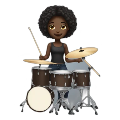 cute girl drummer dark skin sticker