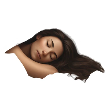 pretty brunette woman sleeping amongst white sheets realistic soft textures and ethereal glow sticker