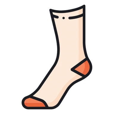 white sock cut open showing the inside insole texture from bottom view sticker