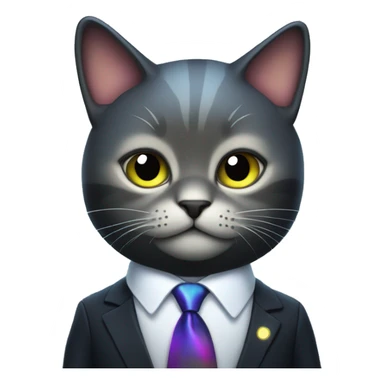 Cat wearing Dark iridescent business suit glowing sticker