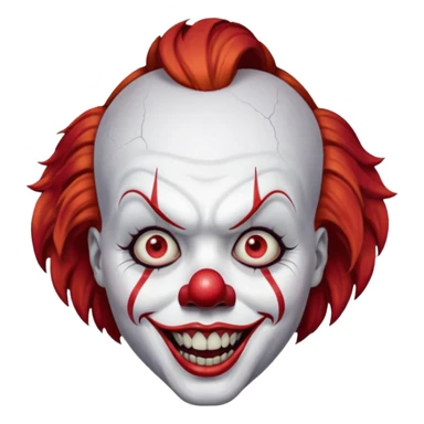 create a scary pennywise clown with cracks on his forehead sticker