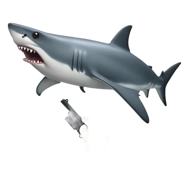 Shark with a gun and human feet sticker