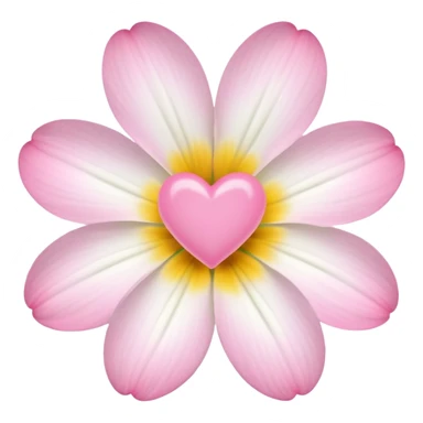 white flower with mini pink heart center sticker