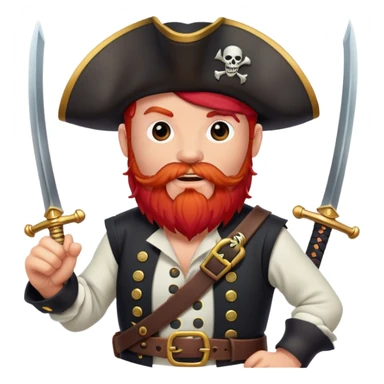 Pirate with red beard and swords sticker