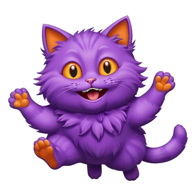 funny purple cat jumping after a fly sticker