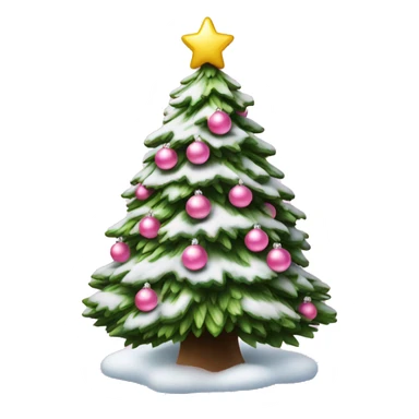 Christmas tree with snow on it and pink ordainments  sticker