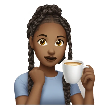 A African American girl with medium knotless braids sipping coffee  sticker
