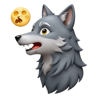 emoji of a howling wolf facing the moon, with its head tilted upward, simple cartoon style 🐺🌕 sticker