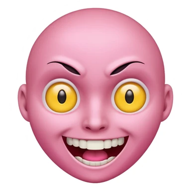 face with a wide slasher smile, pink and yellow eyes, surprised expression sticker