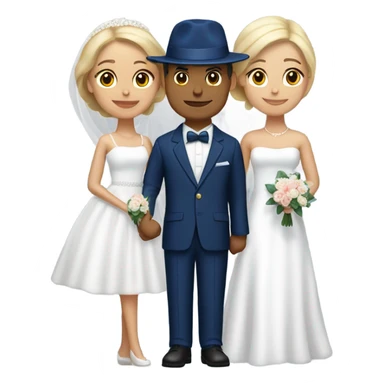 Puerto rican beard short hair with blue hat and navy blue suit getting Married with blond long hair girl with white  wedding dress  sticker
