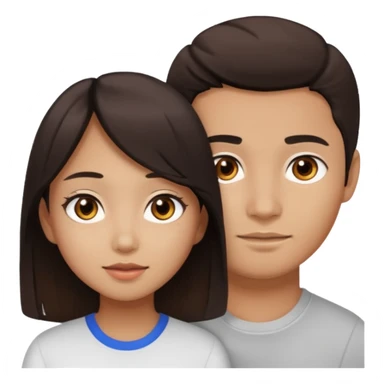 A darker Asian girl with brown eyes and dark brown hair, with her white boyfriend who has hazel eyes and light brown hair. sticker