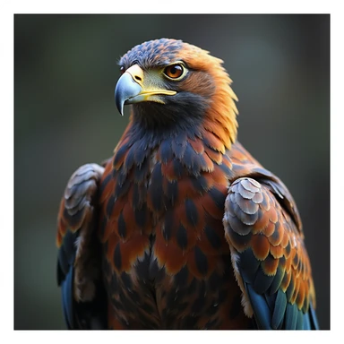 rainbow eagle, realistic, iridescent feathers, perched, subtle background sticker