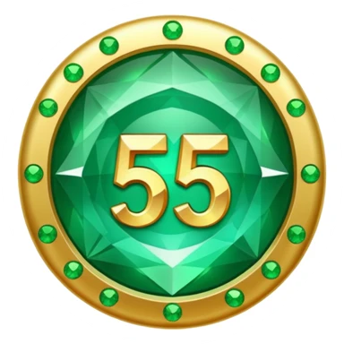 A round emerald sign for a paid subscription and level 5 jewels with the number sticker