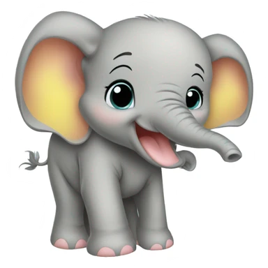 giggling baby elephant yellow sticker