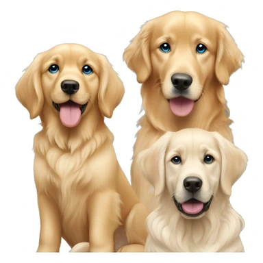 Golden retriever with blonde girl and blonde boy with blue eyes  sticker