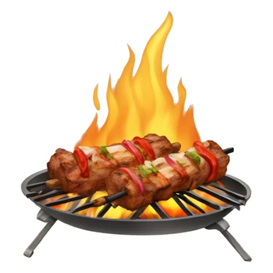 A TUKISH KEBAB MEAT SPIT COOKING IN A WOOD FIRE sticker