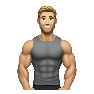 white man, brunette hair, bodybuilder, muscular body sticker