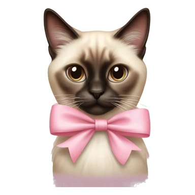 Long haired Siamese cat with pastel pink bow sticker
