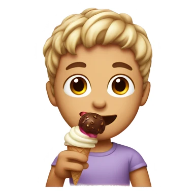 A beautiful boy eating ice cream sticker