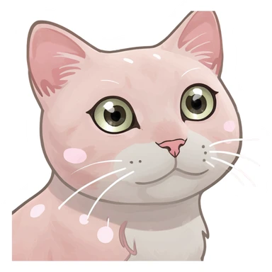 Light pink cat with white spots and light pink eyes sticker