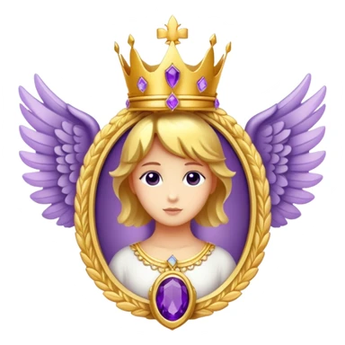 4th place award Number in frame decorated with golden angel  wings and amethyst  stone and small crown on a top sticker