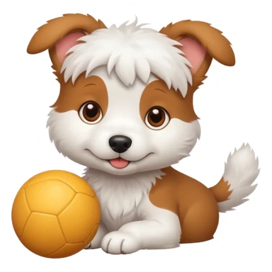 cute white dog with a ball sticker