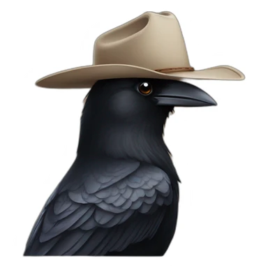 crow wearing cowboy hat sticker